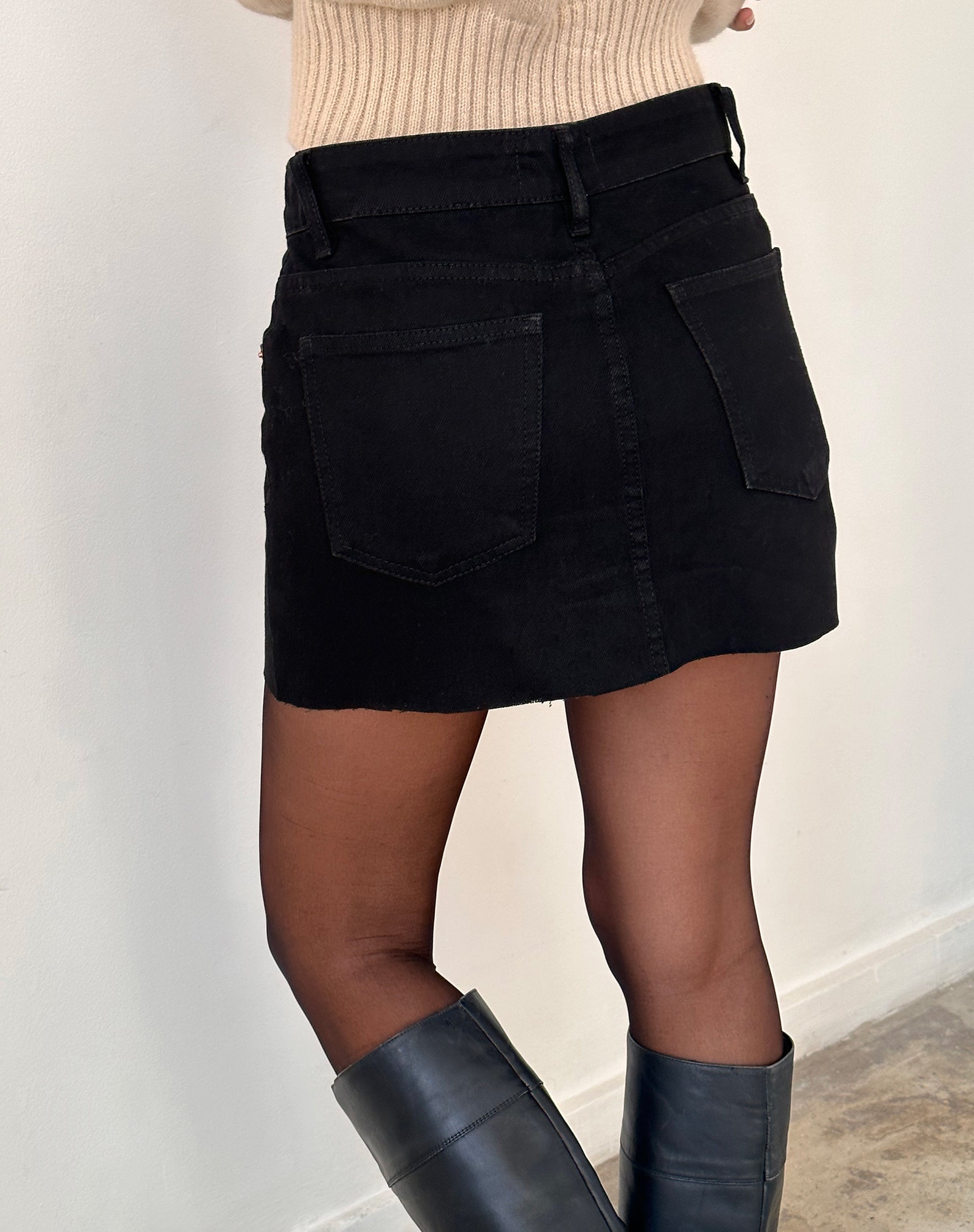 Image of Denim Mini Skirt in Rinse Black