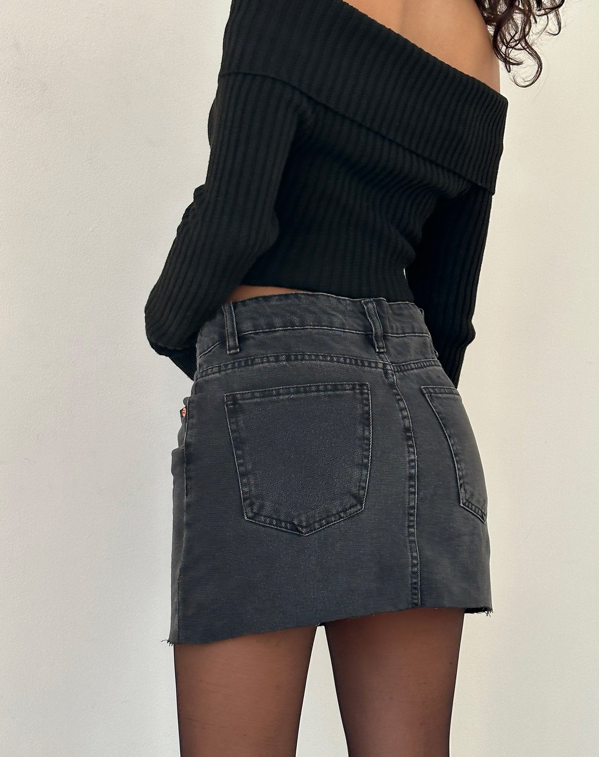 Image of Denim Mini Skirt in Vintage Black