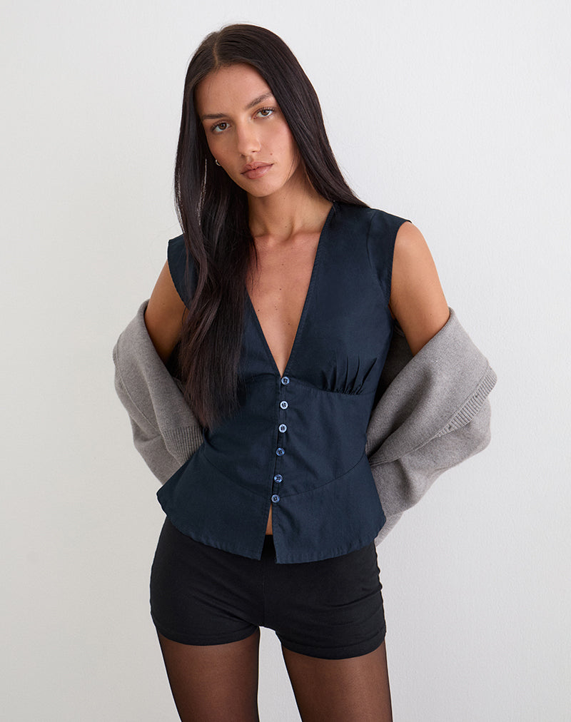 Image of Devlon Blouse in Dark Navy