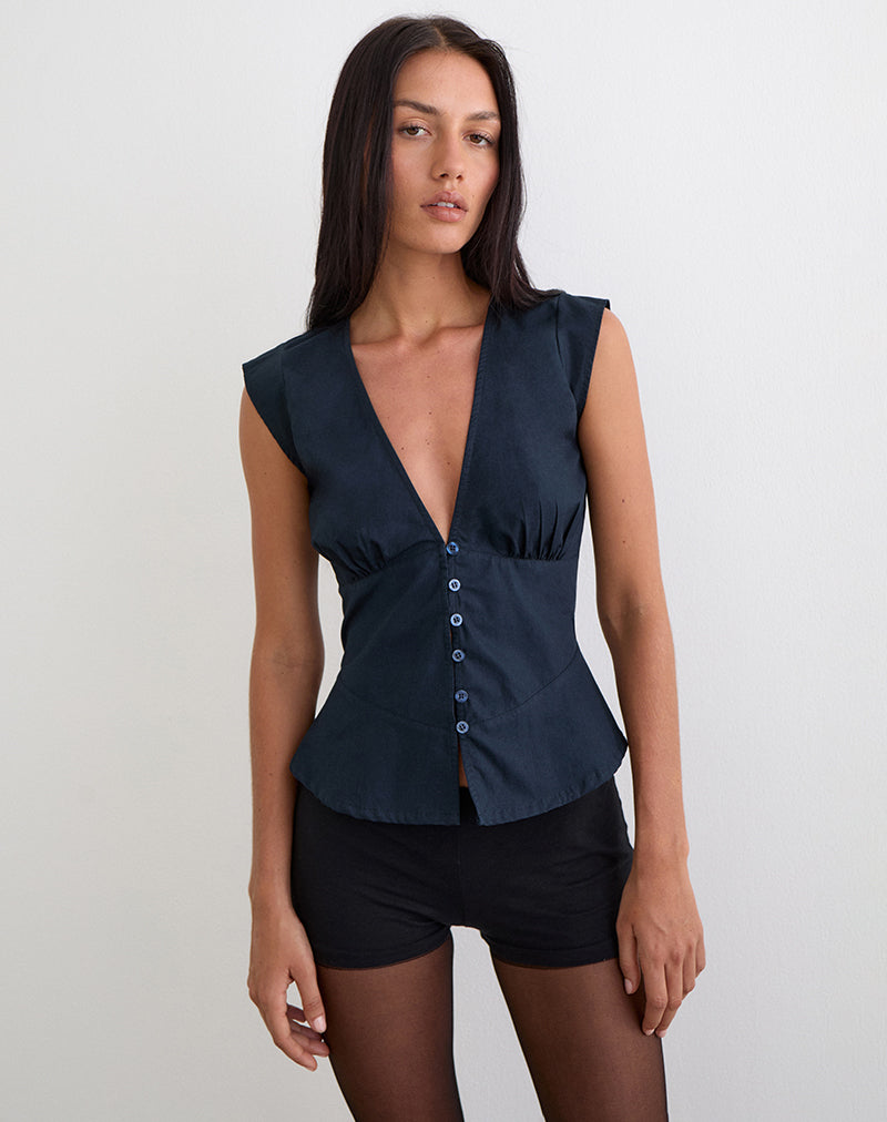 Image of Devlon Blouse in Dark Navy
