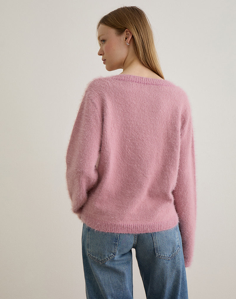 Image of Dikara Jumper with Scarf in Knit Dusty Pink