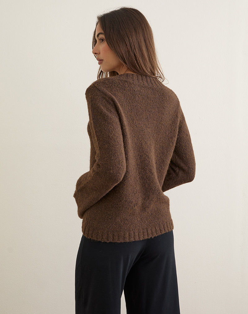 Image of Dinesa Jumper in Knit Chocolate Brown