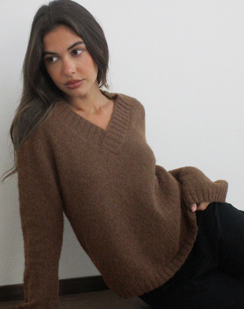 Image of Dinesa Jumper in Knit Chocolate Brown