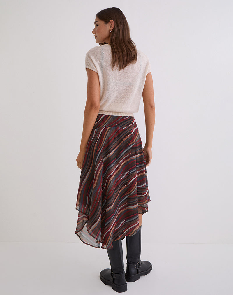 Image of Diona Midi Skirt in Chiffon 70's Shadow Stripe
