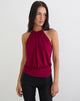 Image of Diraka High Neck Top in Rayon Jersey Burgundy