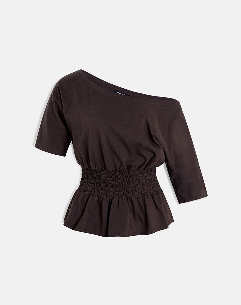 Image of Domani Off the Shoulder Top in Chocolate