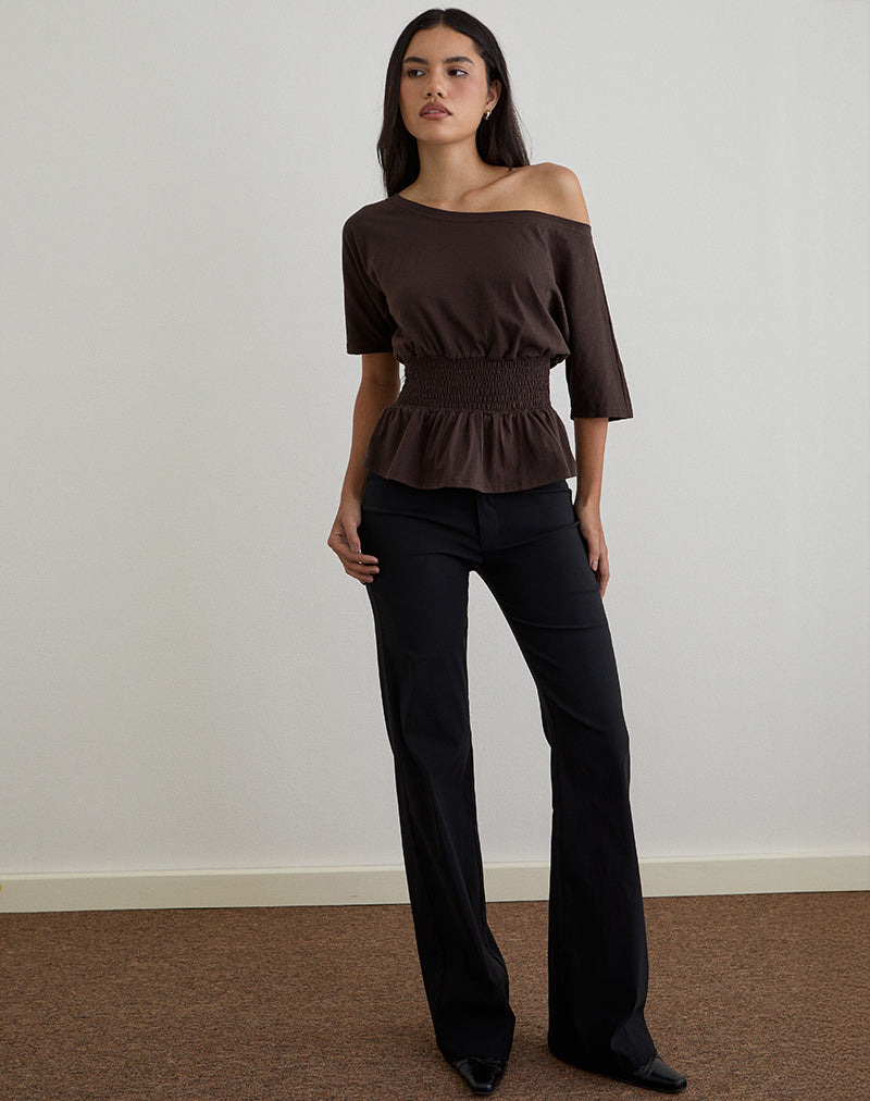 Image of Domani Off the Shoulder Top in Chocolate