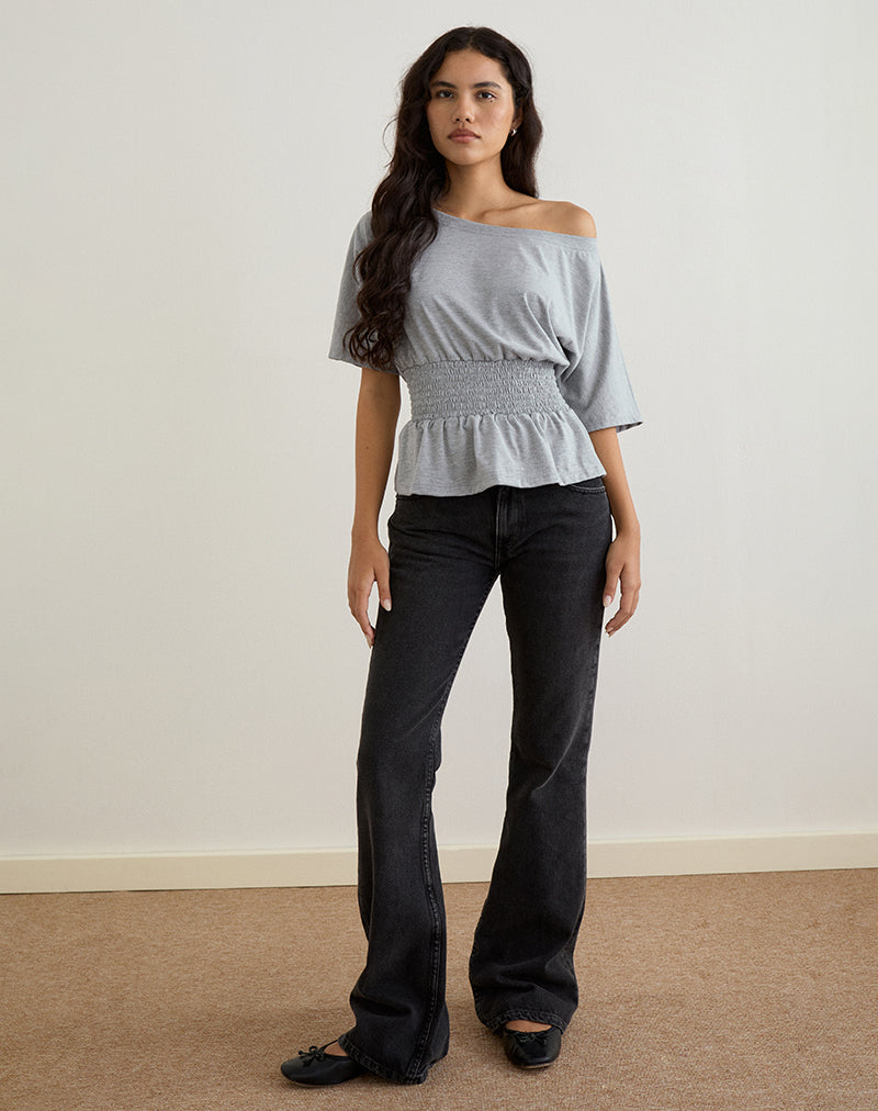 Image of Domani Off the Shoulder Top in Grey Marl