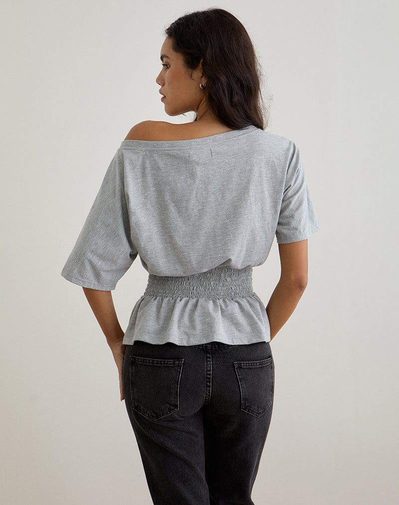 Image of Domani Off the Shoulder Top in Grey Marl