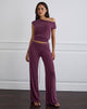 Image  of Donika Studded Waistband Trouser in Plum