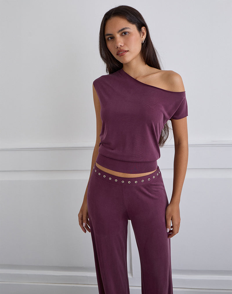Elysian Asymmetric Top in Cupro Plum