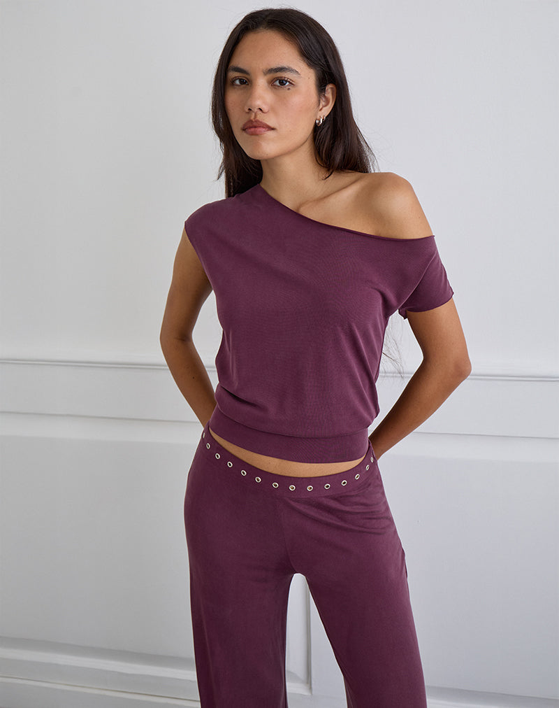 Image of Elysian Asymmetric Top in Cupro Plum