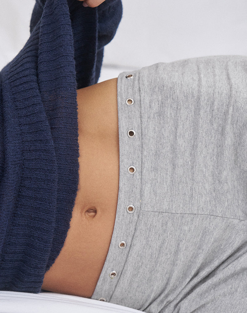 Image of Dorala Low Rise Trousers with Eyelets in Grey Marl