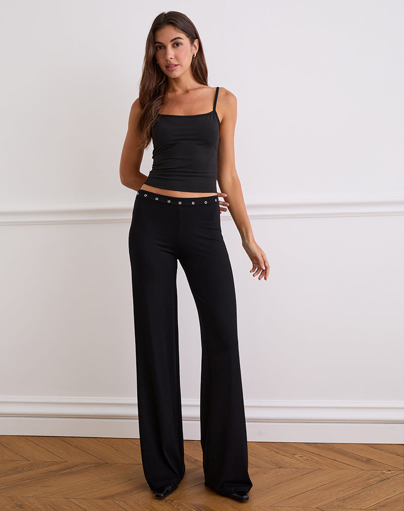 Image of Dorala Low Rise Trousers with Eyelets in Black