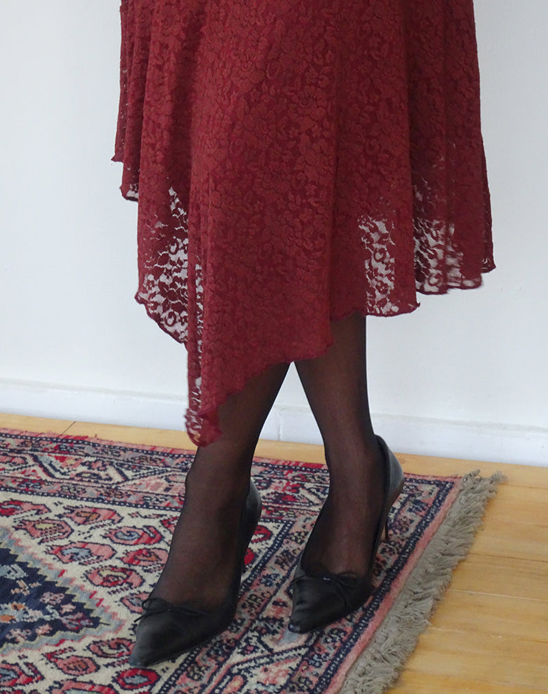 Image of Drusilla Midi Dress in Rose Lace Burgundy