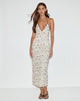 Image of Druvish Midi Dress in Line Flower Cream