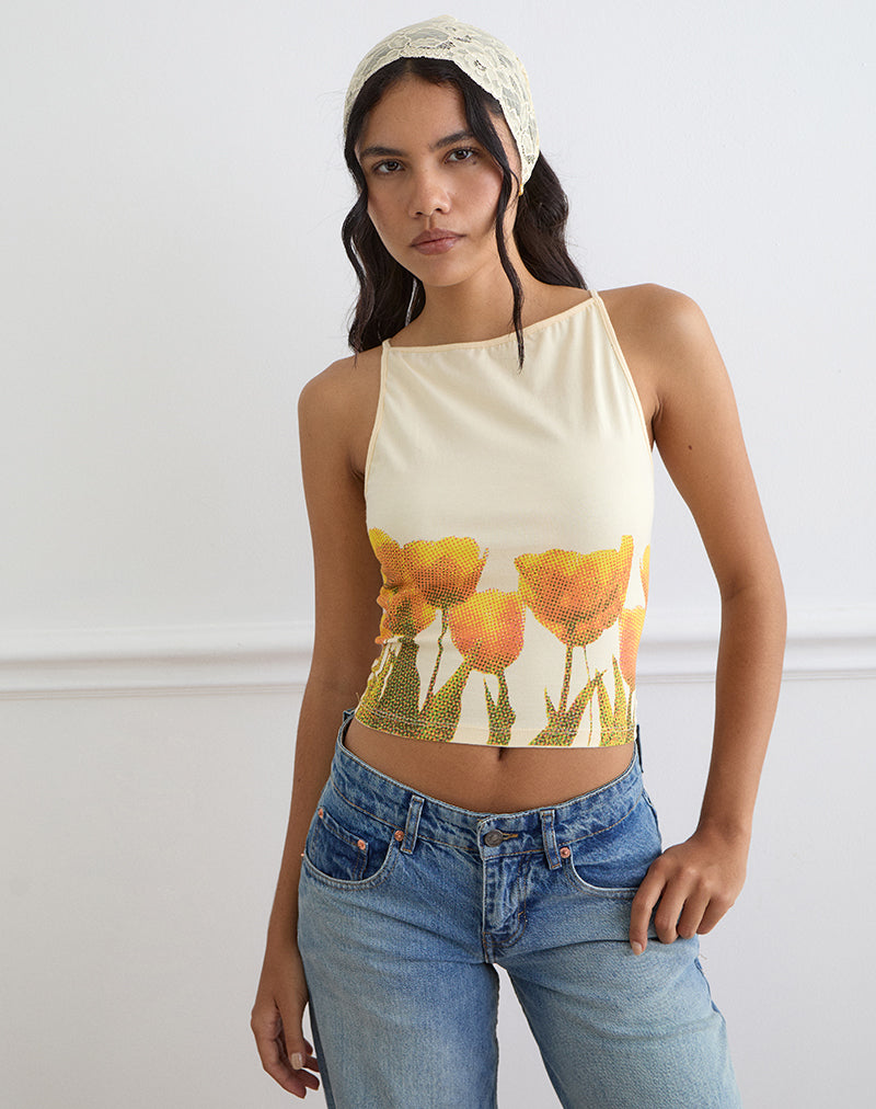 Image of Dudley Vest Top in Buttermilk Blurry Tulip