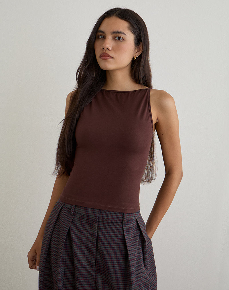 Image of Dudley Vest Top in Jersey Bitter Chocolate