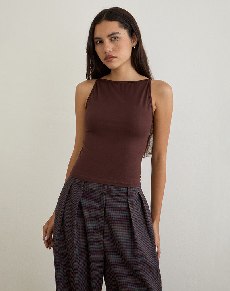 Dudley Vest Top in Jersey Bitter Chocolate