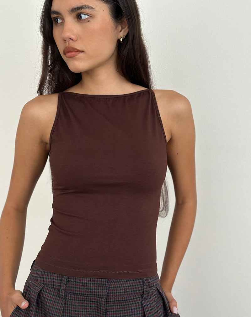 Image of Dudley Vest Top in Jersey Bitter Chocolate