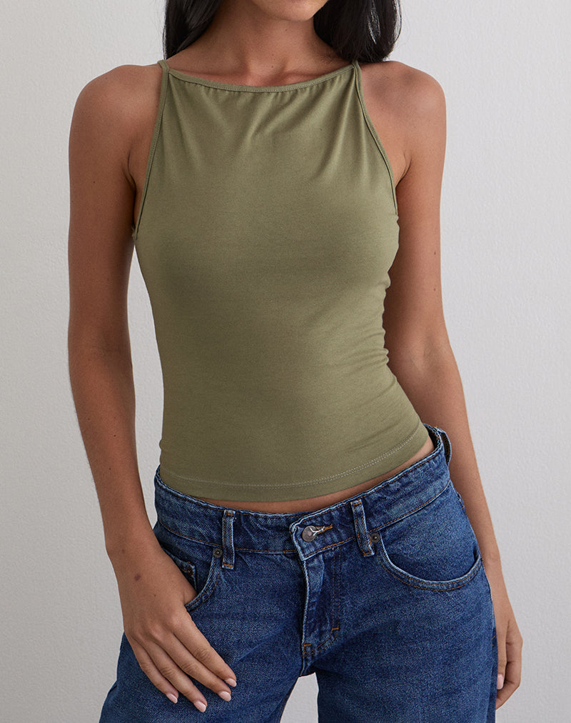 Image of Dudley Vest Top in Jersey Khaki