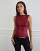 Image of Dudley Vest Top in Sequin Knit Burgundy