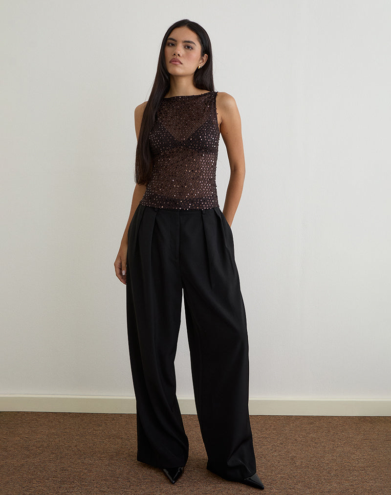 Image of Dudley Vest Top in Sequin Knit Coffee