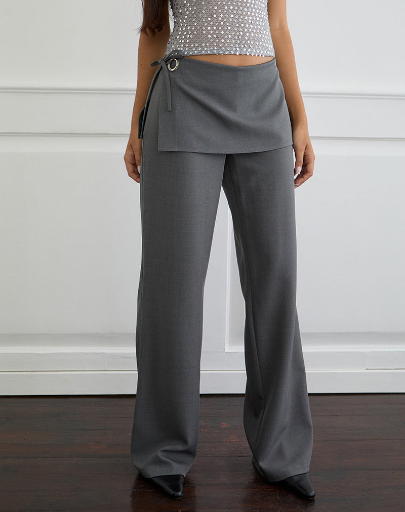 Elka Wrap Trouser in Tailoring Charcoal
