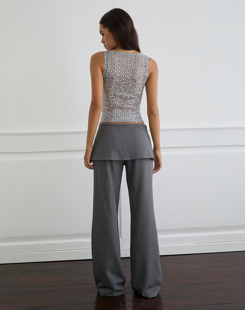 Image of Dudley Vest Top in Sequin Knit Dark Silver