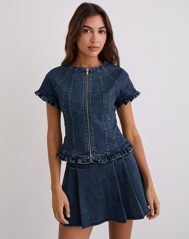Image of Dunya Top in Chambray Vintage Blue
