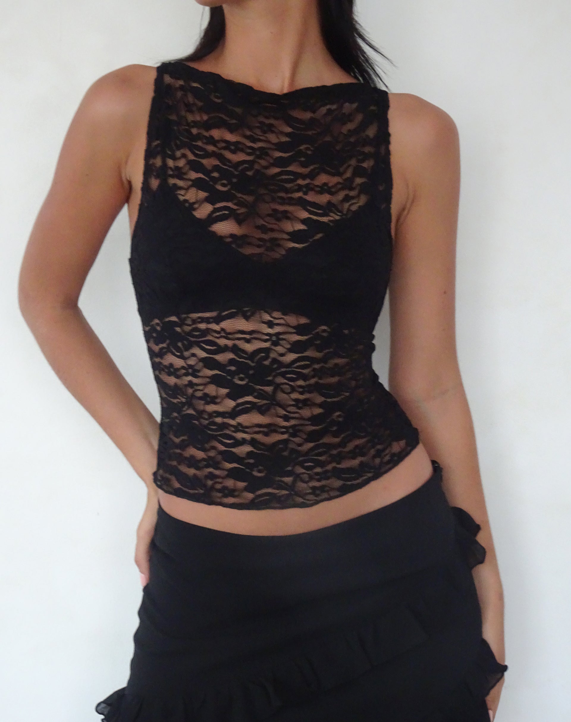 Image of Dwira Lace Vest Top in Black