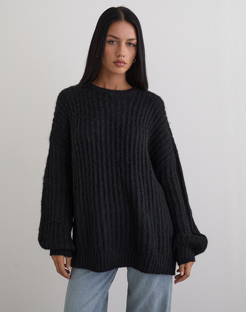 Image of Daren Knitted Oversized Jumper in Black
