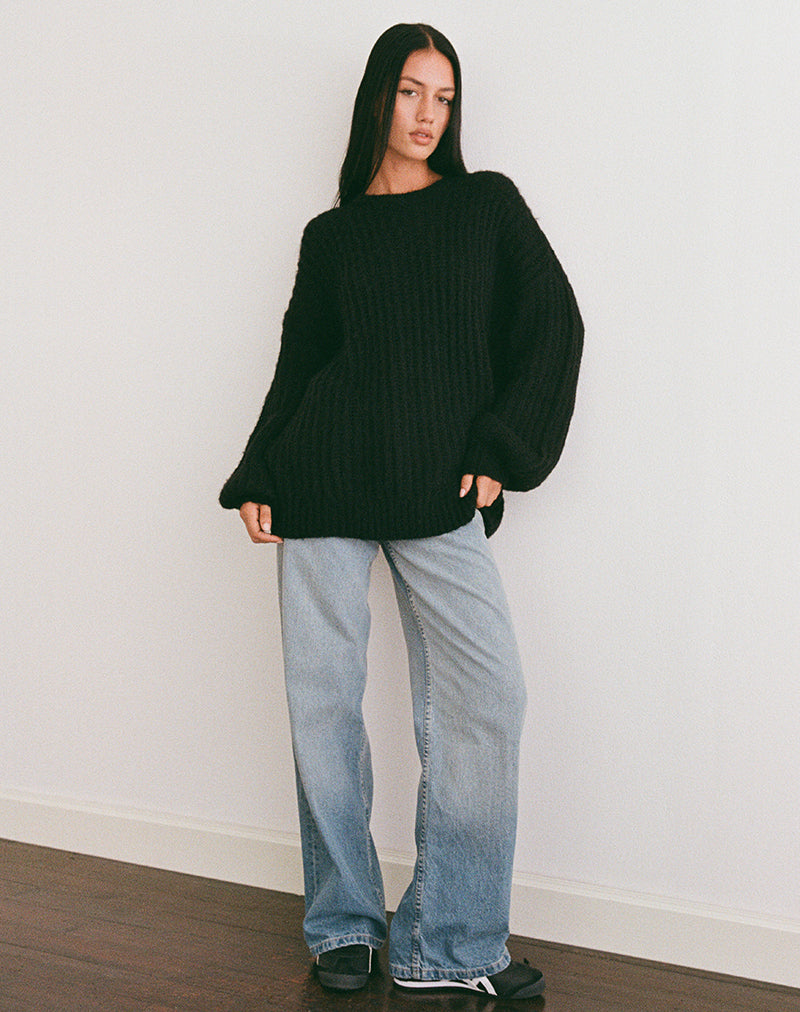 Image of Daren Knitted Oversized Jumper in Black