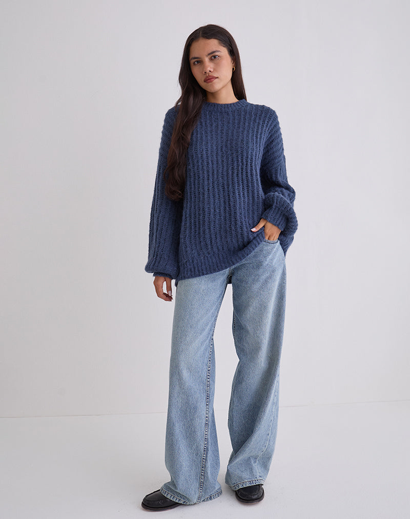 Image of Daren Oversized Knitted Jumper in Navy