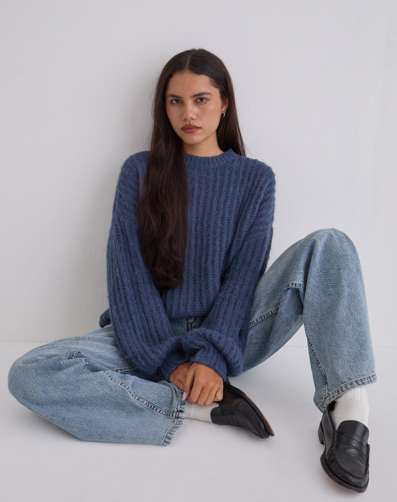Image of Daren Oversized Knitted Jumper in Navy