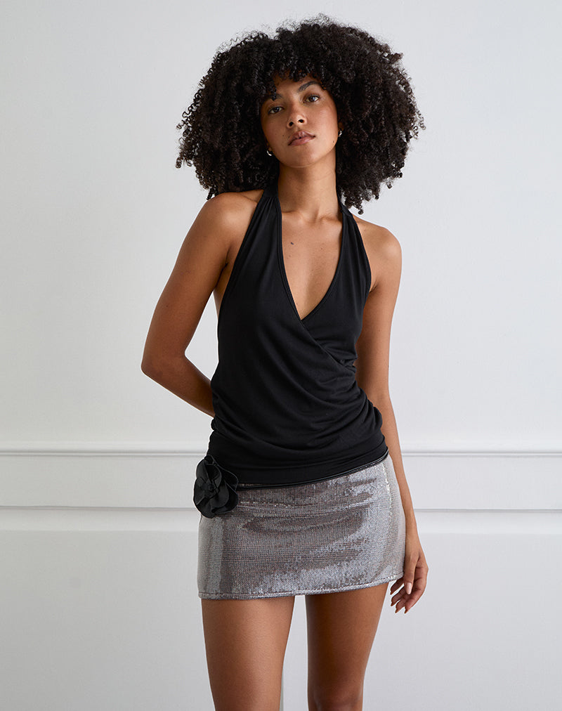 Image of Earline Mini Skirt in Sequin Check Brown