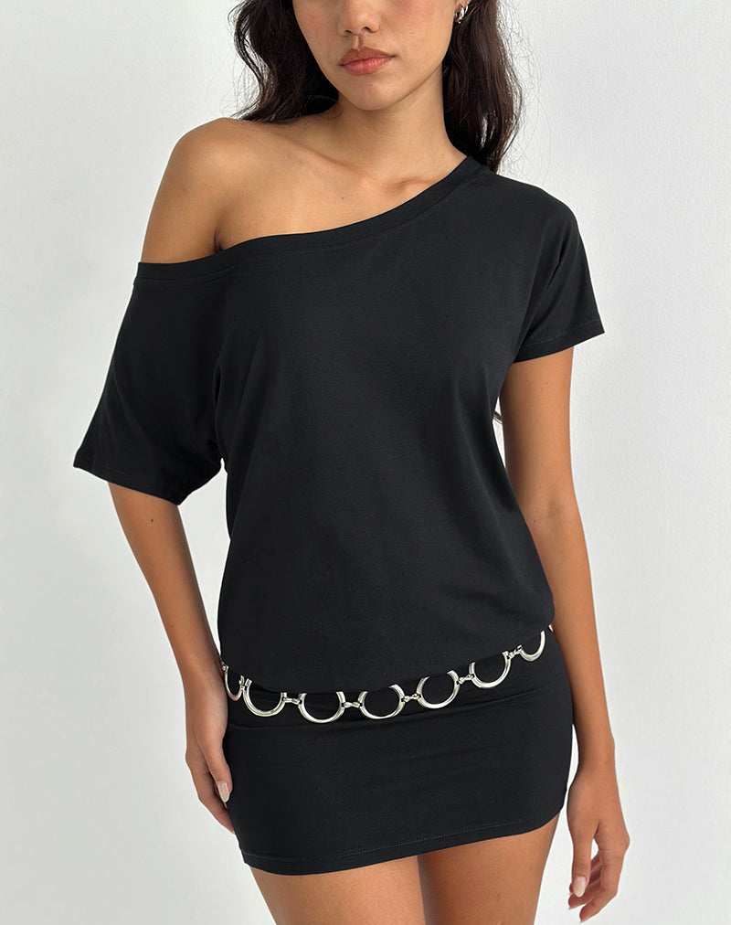 Image of Edwina Off The Shoulder Mini Dress in Black