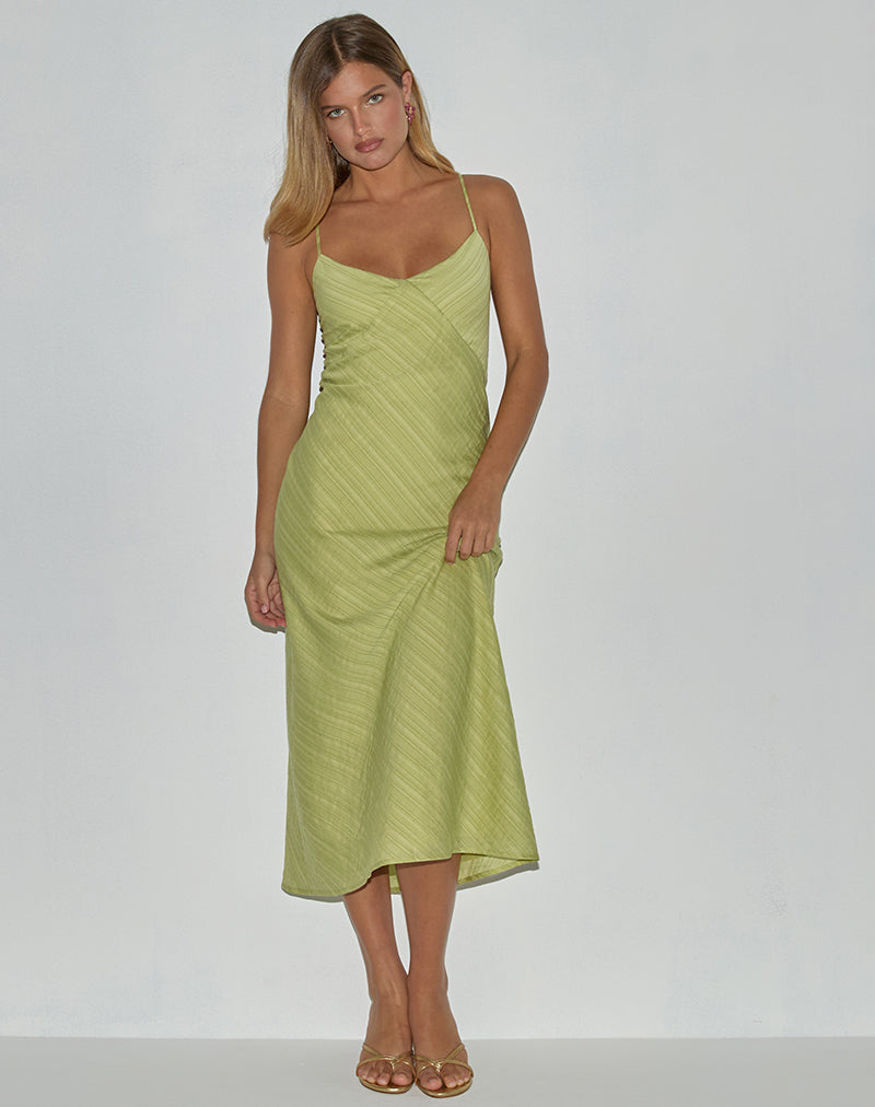 Green Chiffon Stripe Print Midi Dress | Elayna motelrocks.com Green Chiffon Stripe Print Midi Dress | Elayna motelrocks.com