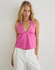 Image of Eldana Halterneck Top in Poplin Pink Rose