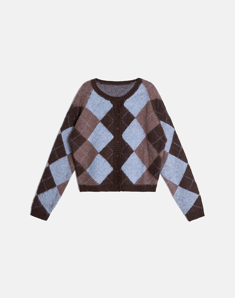 Image of Eliana Cardigan in Knit Argyle Blue