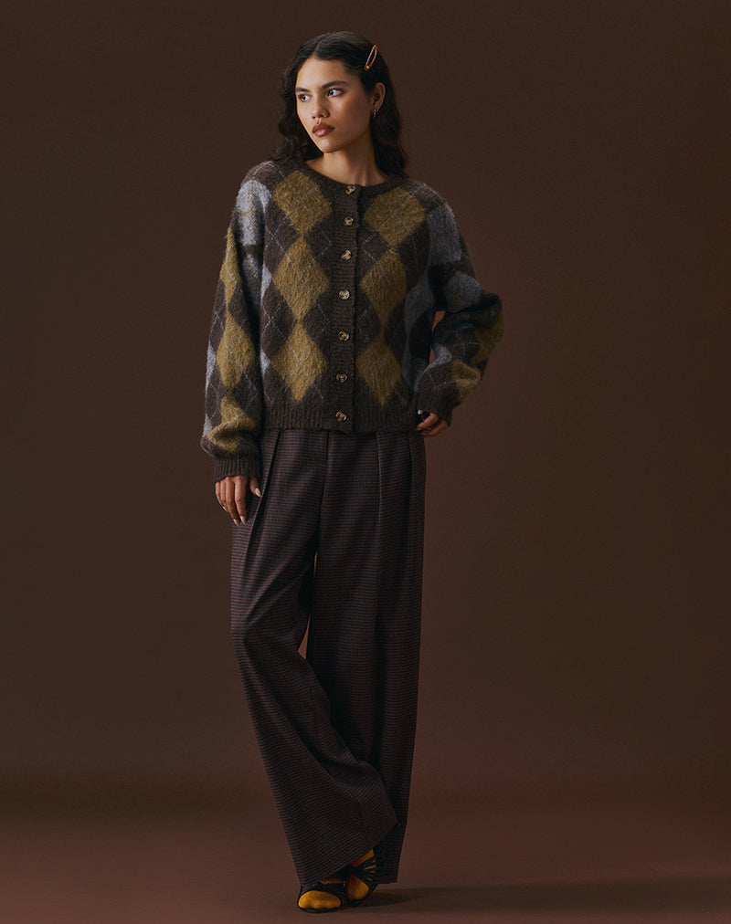 Image of Eliana Cardigan in Knit Argyle Brown