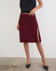 Image of Elif Midi Skirt in Flock Compact Paisley Wine