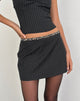 Image of Niya Mini Skirt in Pinstripe Black with Leopard Binding
