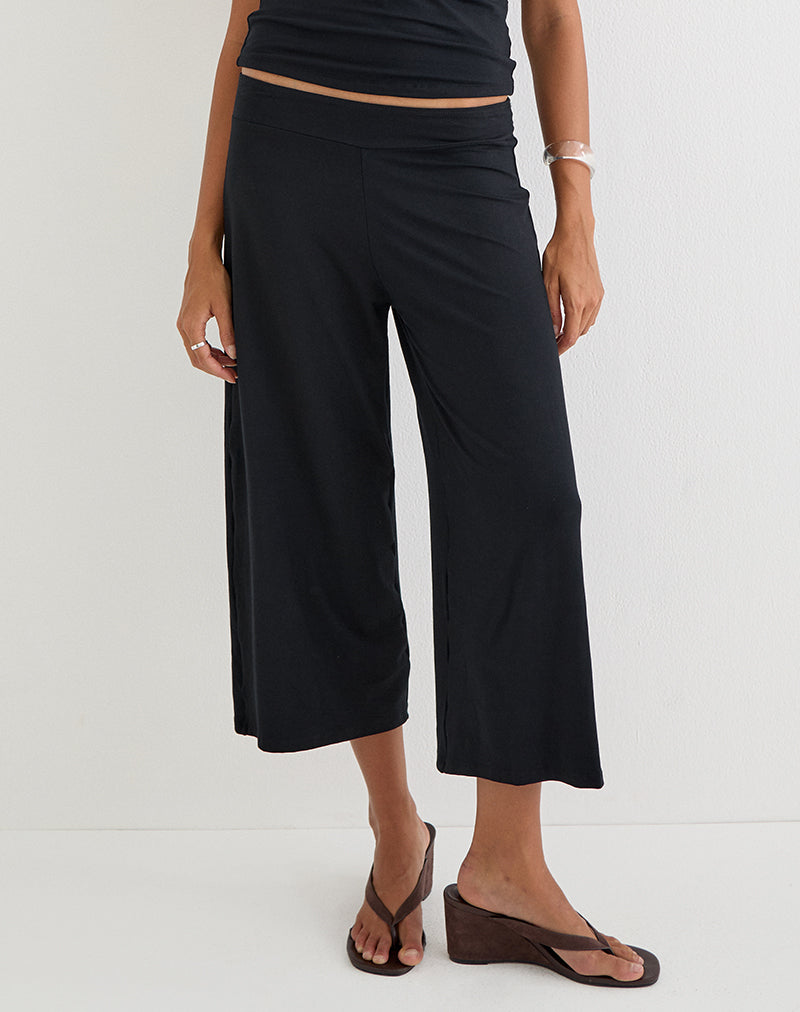 Image of Ano Capri Trousers in Rayon Jersey Black