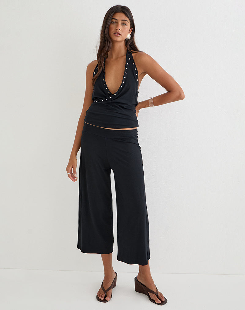Image of Ano Capri Trousers in Rayon Jersey Black
