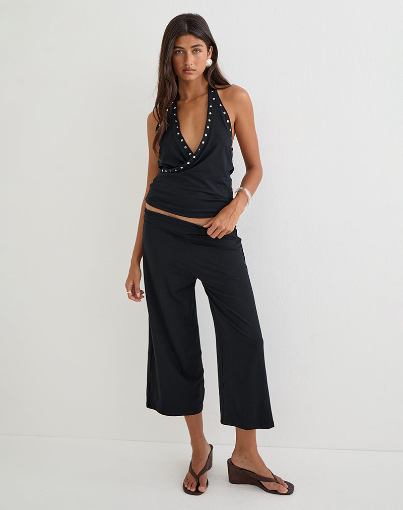 Image of Elske Top with Studs in Rayon Jersey Black 