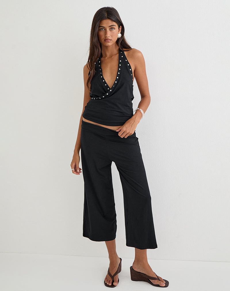 Image of Ano Capri Trousers in Rayon Jersey Black