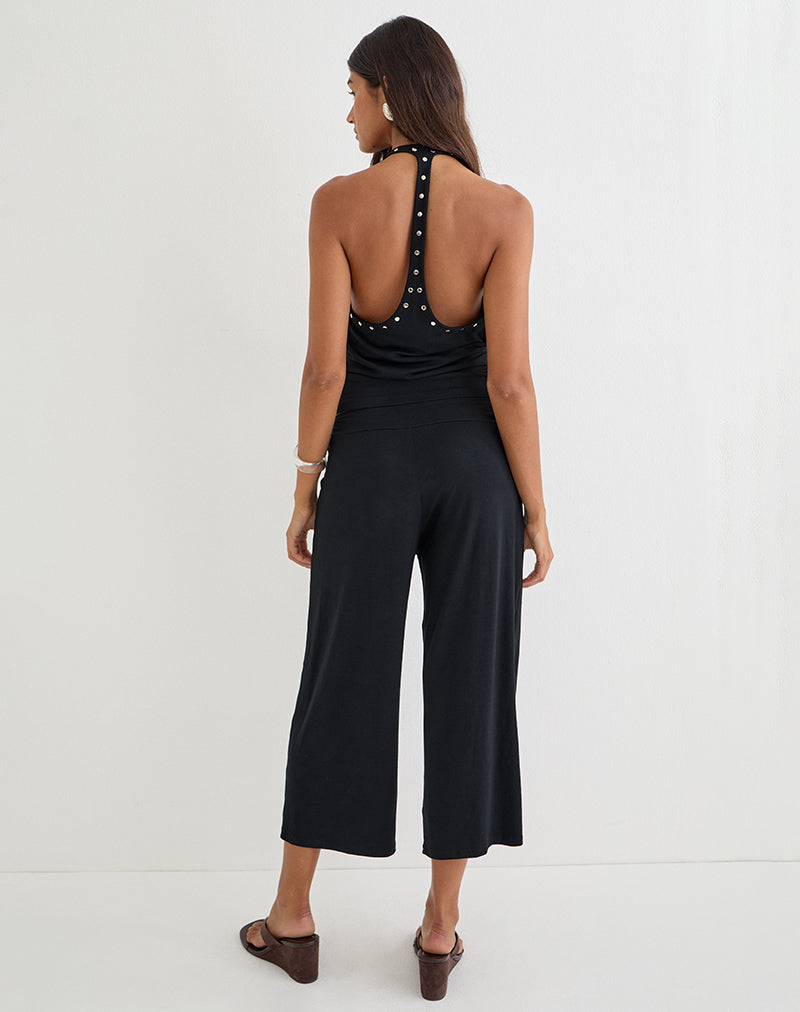 Image of Ano Capri Trousers in Rayon Jersey Black