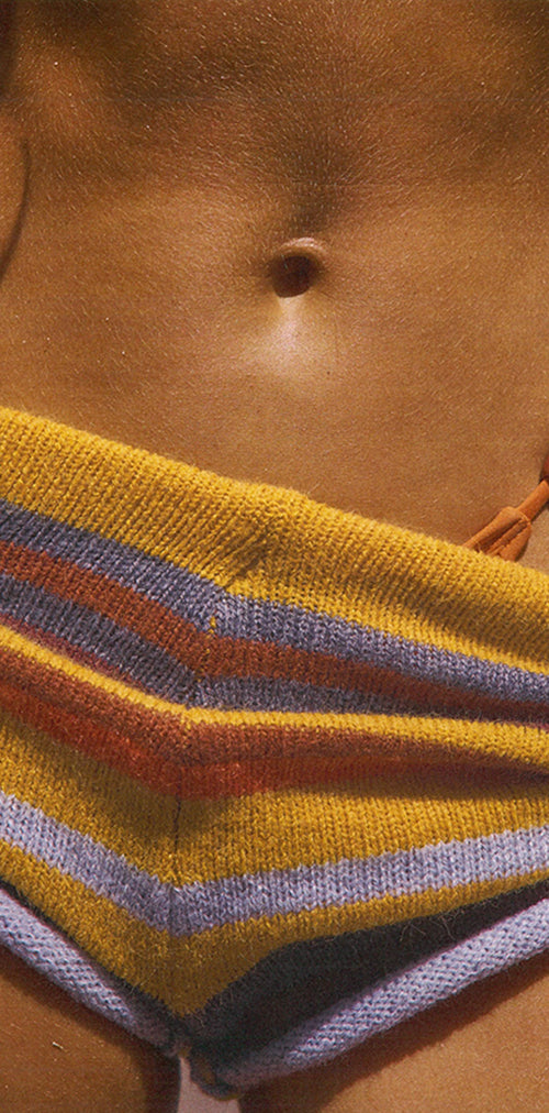 Image of Nikaya Knit Shorts in Multi Stripe Sunset