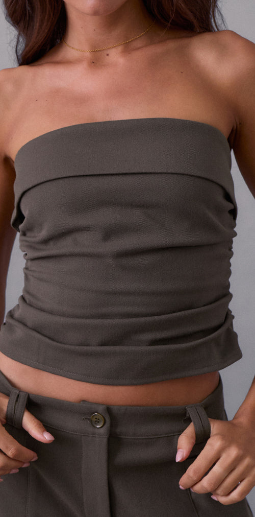 Image of Elzi Corset Top in Tailoring Dark Olive